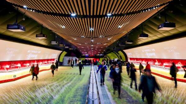 稻夢空間快閃店活動刷新了上海徐家匯地鐵通道，世外稻源原來如此