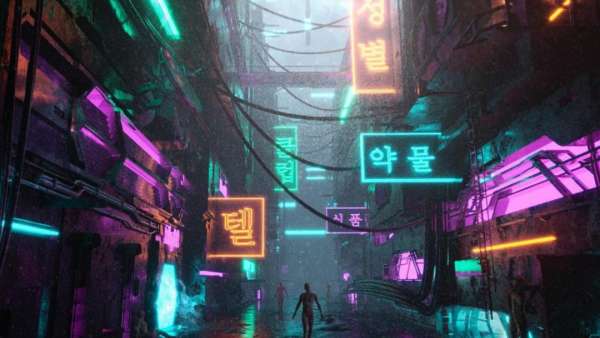 霓虹燈武士概念圖，這樣的展覽活動科幻大片感覺十足